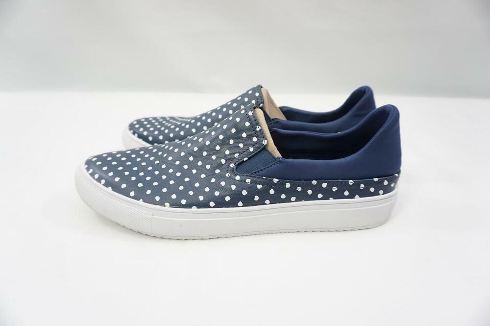 MARK NASON AIMEE USED WOMEN 10 BLUE LEATHER POLKA DOT FLATS/SLIP ON/SNEAKERS